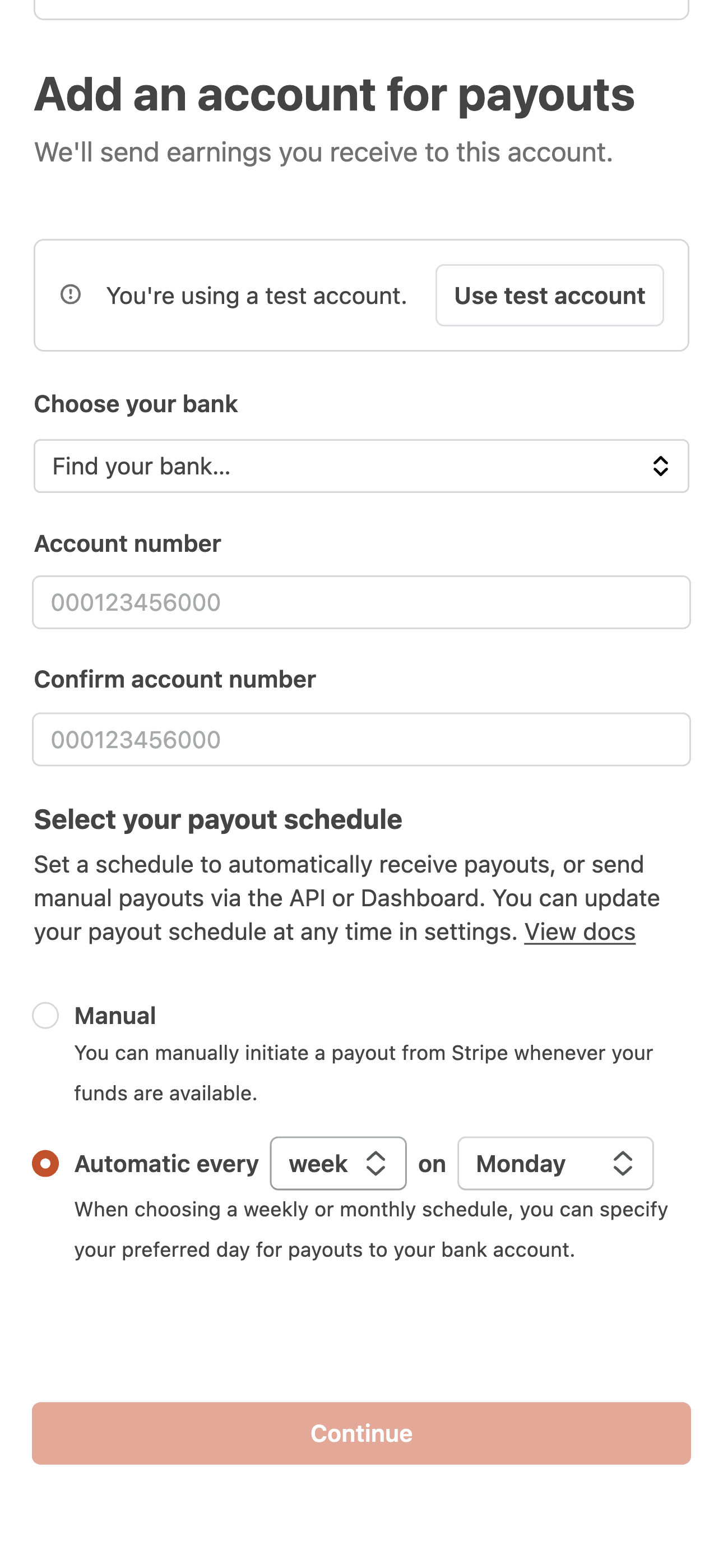 Borang akaun bank dan jadual payout