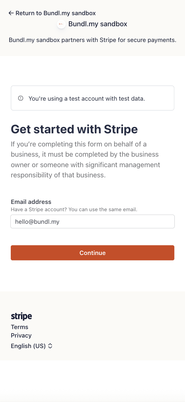 Confirm email address for Stripe Connect