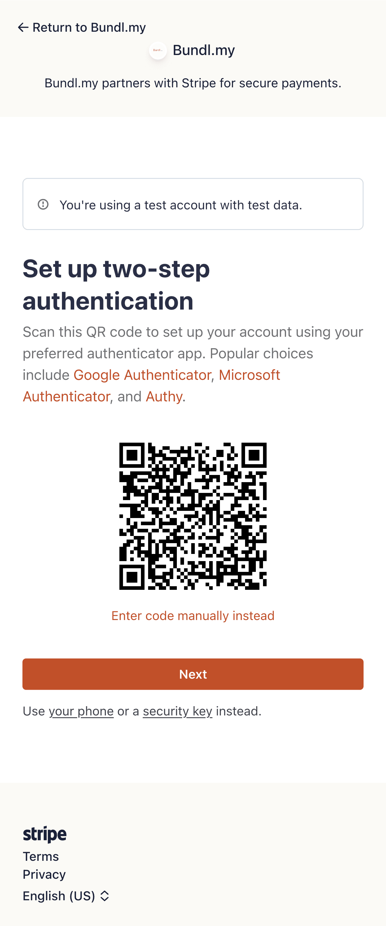 Scan QR code with Google Authenticator